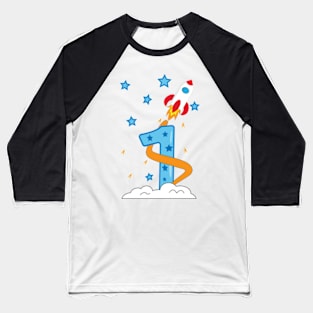 1 first birthday with spaceship Baseball T-Shirt